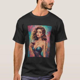 Mens Beautiful Graphic Image of Wine & Women T-Shirt