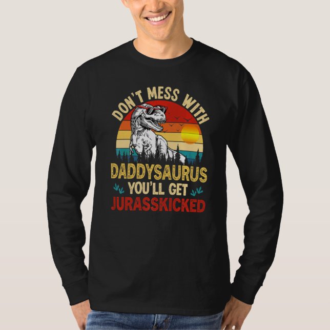 Mens bedrückte Daddy Dinosaur Rex Saurus Vaters T-Shirt (Vorderseite)