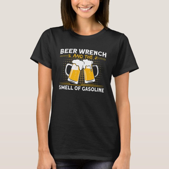 Mens Beer Wrench Riechen von Benzinautos T-Shirt (Vorderseite)