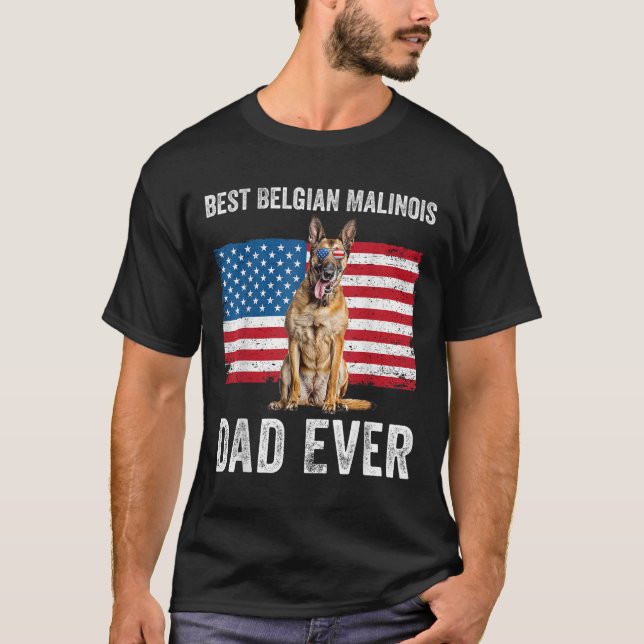 Mens Belgian Malinois Dad American Flag Belgian Sh T-Shirt (Vorderseite)