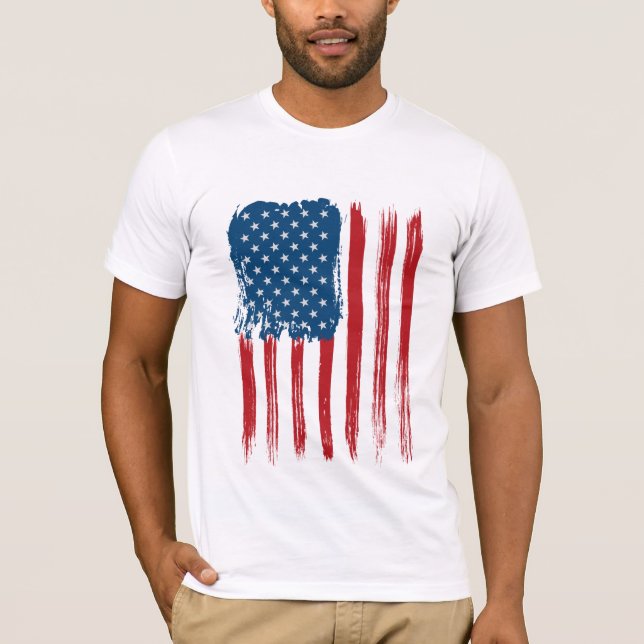 Mens Bella Leinwand T - Shirt-USA-Flagge T-Shirt (Vorderseite)