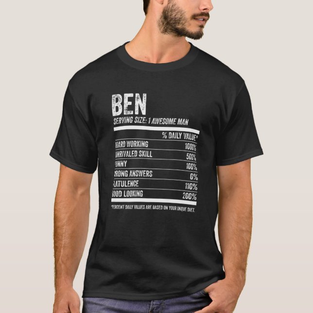 Mens Ben Nutrition Personalisiert Name Funny Name  T-Shirt (Vorderseite)