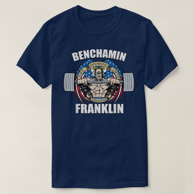 Mens Benchamin Franklin Patriotic Gainz Workout Gy T-Shirt (Design vorne)