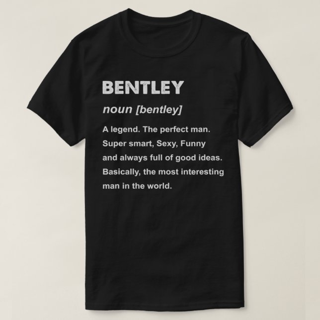 Mens Bentley Name Gift T-Shirt (Design vorne)