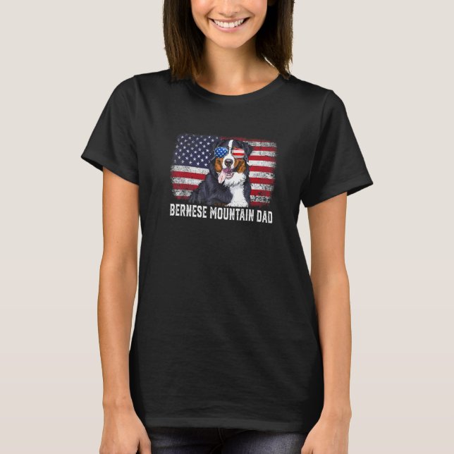 Mens Bernese Mountain Vater Amerikanischer Flaggen T-Shirt (Vorderseite)