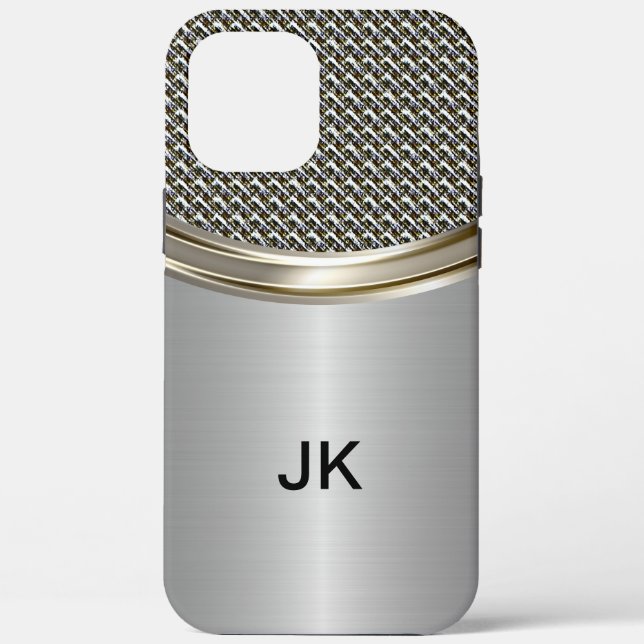 Mens Berufliches Monogramm-Metallic-Look Case-Mate iPhone Hülle (Rückseite)