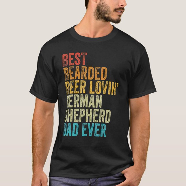 Mens Best Bartded Biere Lovin German Shepherd Vate T-Shirt (Vorderseite)