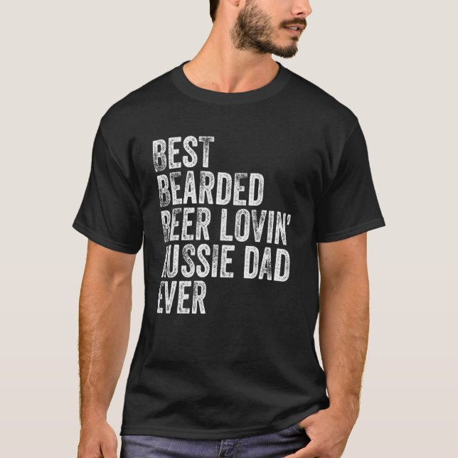 Mens Best Bearded Beer Lovin Aussie Vater Pet Dog  T-Shirt (Vorderseite)