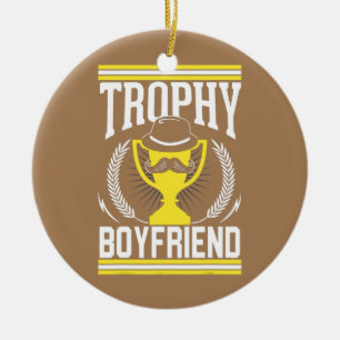 Mens Best Bearded Boyfriend Trophy Mustache Keramik Ornament