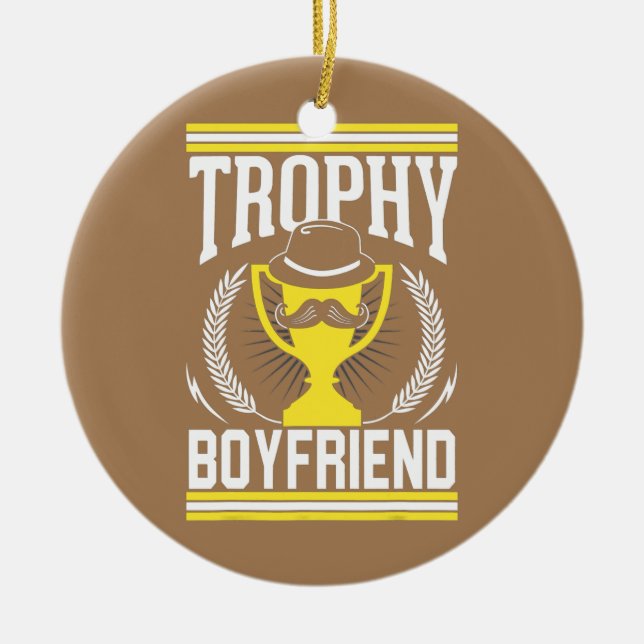 Mens Best Bearded Boyfriend Trophy Mustache Keramik Ornament (Vorne)