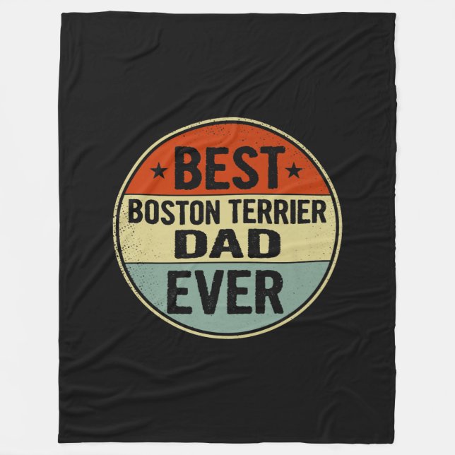 Mens Best Boston Terrier Dad Ever Retro Style Cool Fleecedecke (Vorderseite)