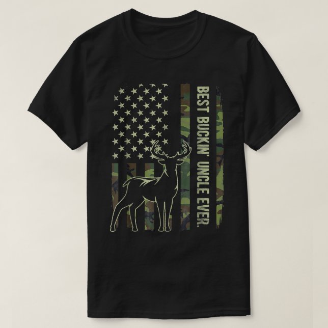 Mens Best Buckin' Onkel je Camouflage American Fla T-Shirt (Design vorne)