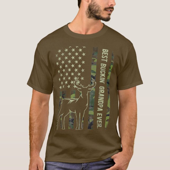 Mens Best Buckin Opa je Camouflage amerikanische F T-Shirt (Vorderseite)