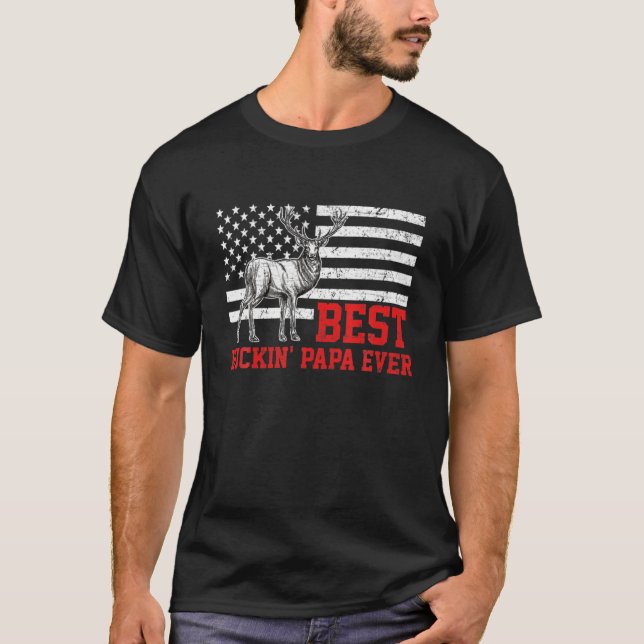 Mens Best Buckin Papa Ever Deer Jagd Väter Da T-Shirt (Vorderseite)