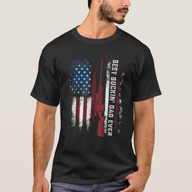 Mens Best Buckin Vater je Flag American Deer Hunti T-Shirt (Vorderseite)