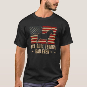 Mens Best Bull Terrier Vater Ever Dog American Fla T-Shirt