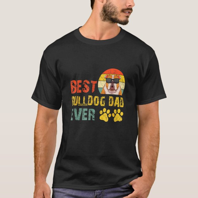 Mens Best Bulldog Vater Ever English Dog Owner Vin T-Shirt (Vorderseite)