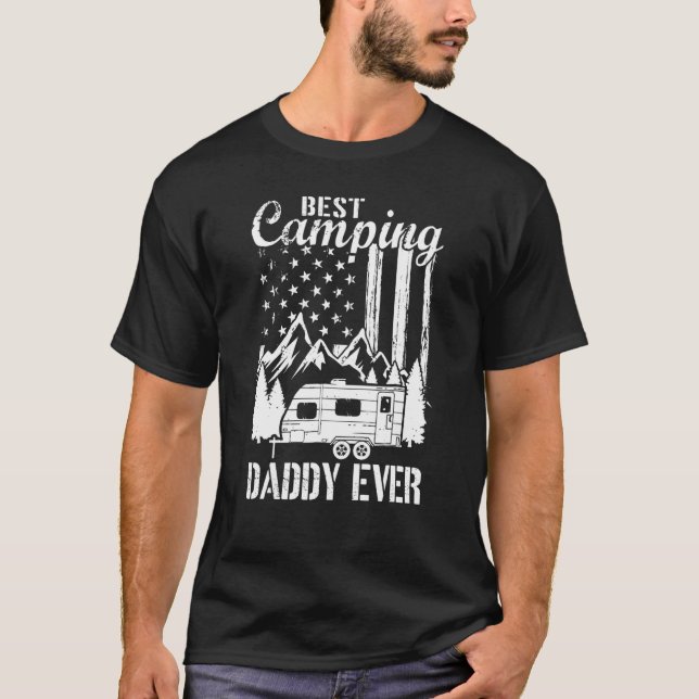 Mens Best Camping Daddy Ever American Flag Vater S T-Shirt (Vorderseite)