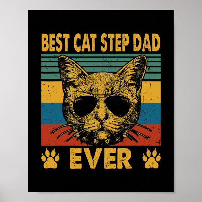 Mens Best Cat Step Vater Ever Funny Cat Vater Vate Poster (Vorne)