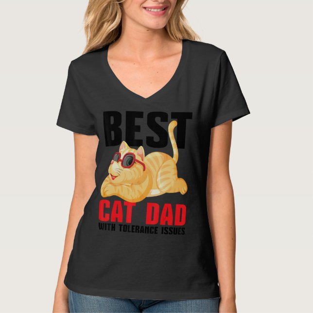 Mens Best Cat Vater mit Toleranzproblemen Cat Fami T-Shirt (Vorderseite)