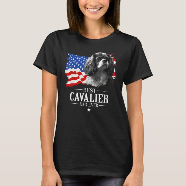 Mens Best Cavalier king Dad Ever American Flag Fat T-Shirt (Vorderseite)