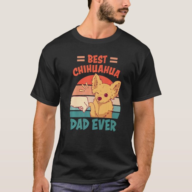 Mens Best Chihuahua Vater je Chihuahua Dog Holder T-Shirt (Vorderseite)