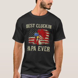 Mens Best Cluckin Papa Ever American Flag Hühnchen T-Shirt