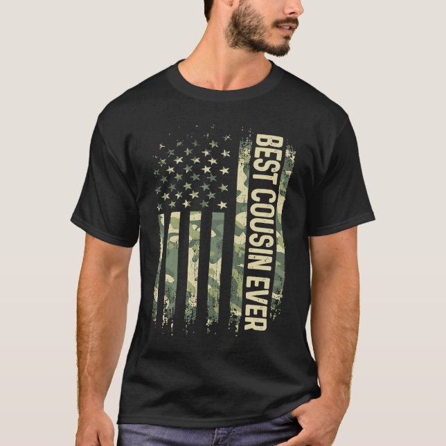 Mens Best Cousin Ever Camo American Flag Father's  T-Shirt (Vorderseite)