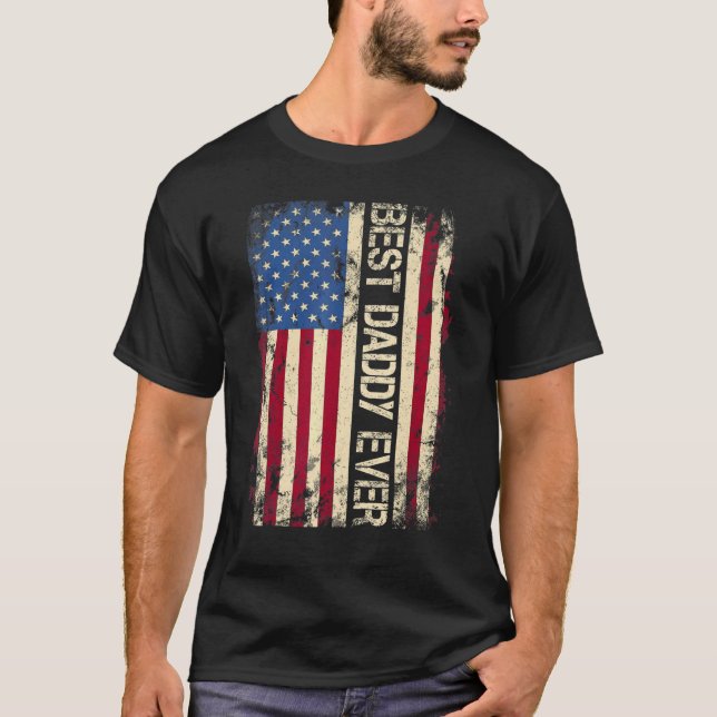 Mens Best Daddy je US-amerikanische Flagge für Vat T-Shirt (Vorderseite)