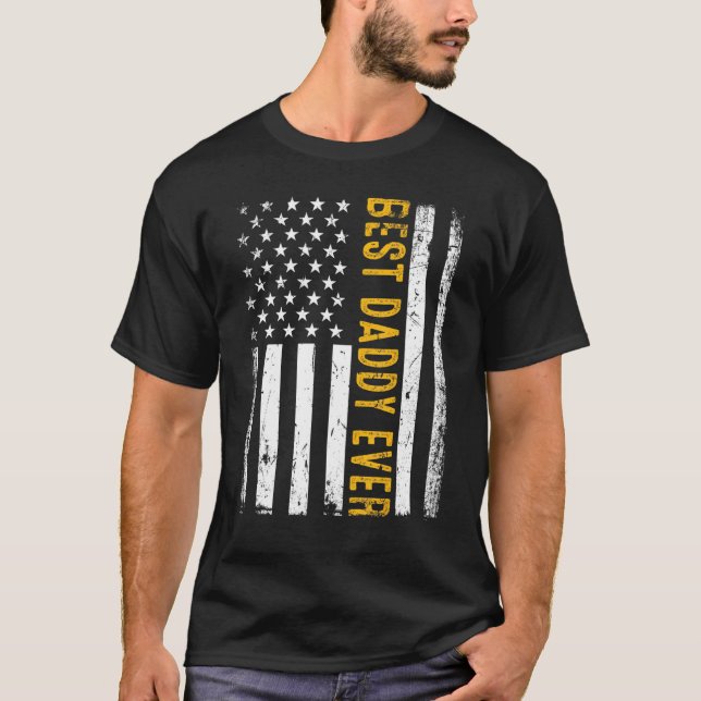 Mens Best Daddy je US Flag Stolz Daddy aus Dau T-Shirt (Vorderseite)
