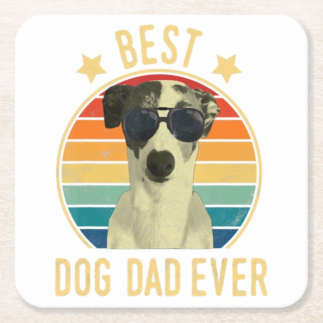 Mens Best Dog Dad Ever Italian Greyhound Fars Day Rechteckiger Pappuntersetzer (Vorderseite)