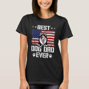 Mens Best Dog Vater je Sibirien Husky American Fla T-Shirt