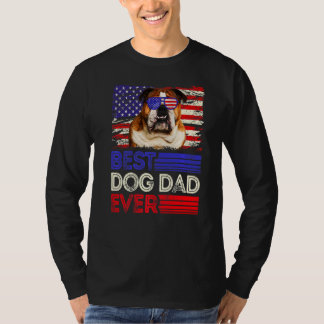 Mens Best English Bulldog Vater Ever American Flag T-Shirt