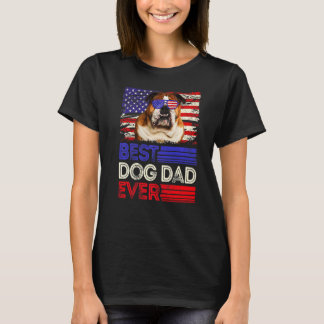 Mens Best English Bulldog Vater Ever American Flag T-Shirt