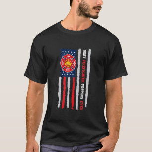 Mens Best Firefighter Poppers je Flag Fireman T-Shirt