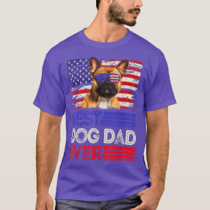 Mens Best French Bulldog Vater Ever American Flag  T-Shirt
