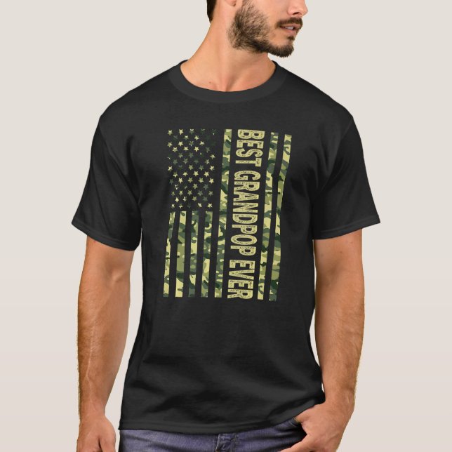 Mens Best Grandpop je US-amerikanische Flagge Groß T-Shirt (Vorderseite)