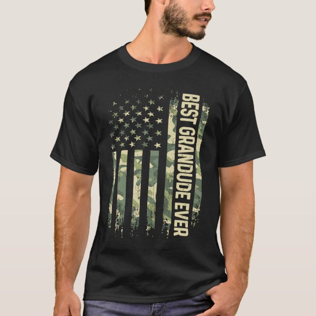 Mens Best Grandude Ever Camo American Flag Father' T-Shirt (Vorderseite)
