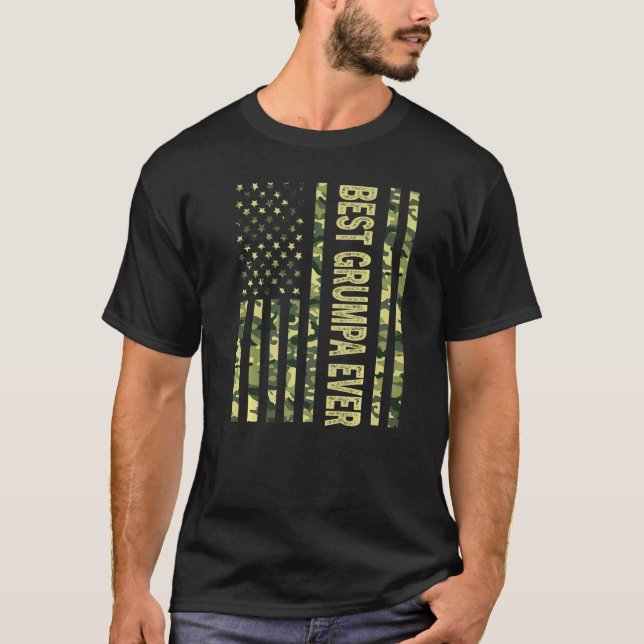 Mens Best Grumpa je US American Flag Großartige Fa T-Shirt (Vorderseite)