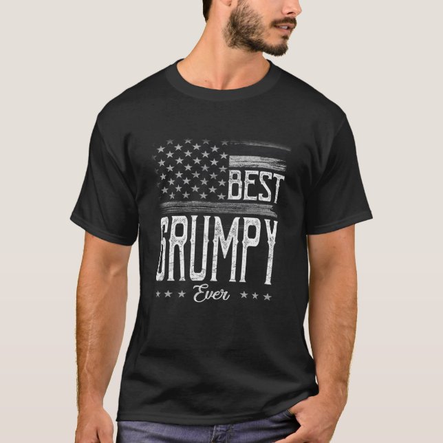 Mens Best Grumpy je American Flag Grandpa-Geschenk T-Shirt (Vorderseite)