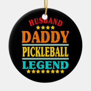 Mens Best Husband Daddy Pickleball Legend Vintag Keramik Ornament