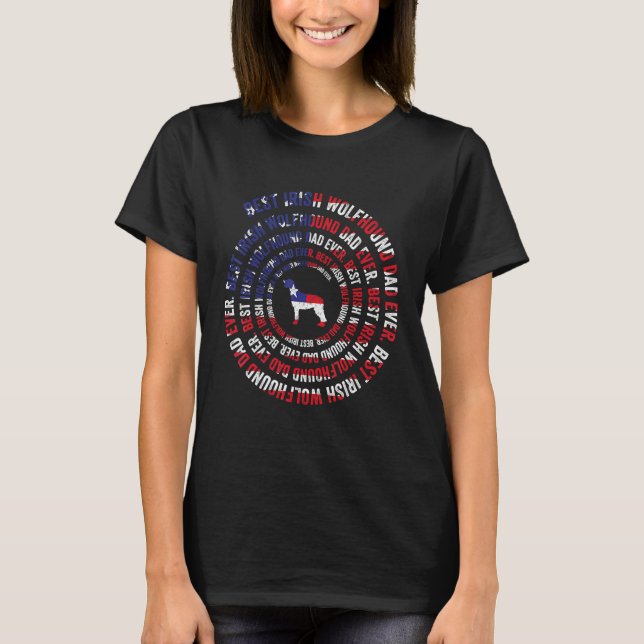 Mens Best Irish Wolfhound Dad Ever American Flag D T-Shirt (Vorderseite)
