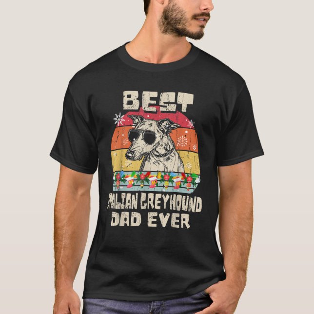 Mens Best Italian Greyhound Vater je Retro Christm T-Shirt (Vorderseite)