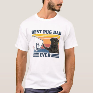 Mens Best Mops Vater je Black Version Funny Dog Lo T-Shirt