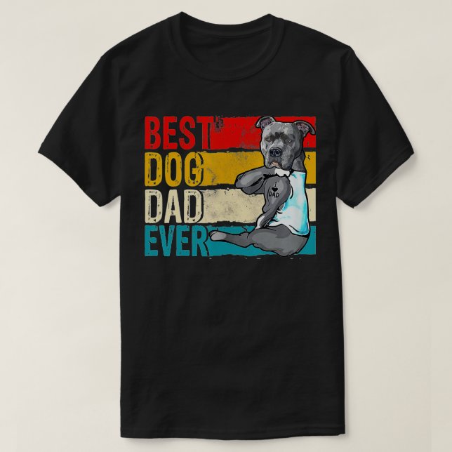 Mens Best Pitbull Dad Ever American Flag Dog Lover T-Shirt (Design vorne)
