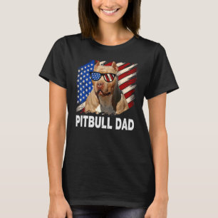 Mens Best Pitbull Vater je amerikanische Flagge 4. T-Shirt