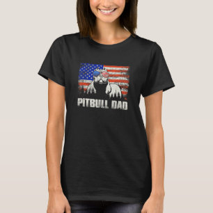 Mens Best Pitbull Vater je amerikanische Flagge 4. T-Shirt