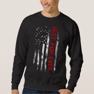 Mens Best Pop je Vintag US-Flagge Fasten Sweatshirt
