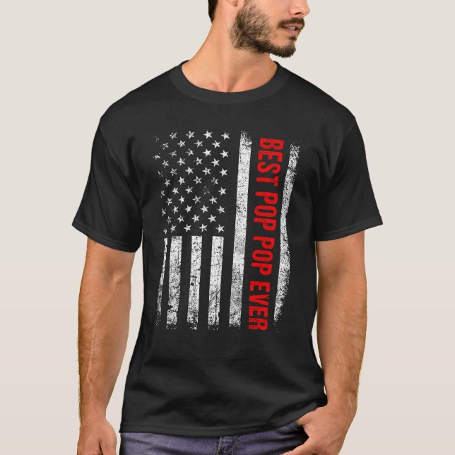 Mens Best Pop Pop Ever US American Flag  Fathers D T-Shirt (Vorderseite)