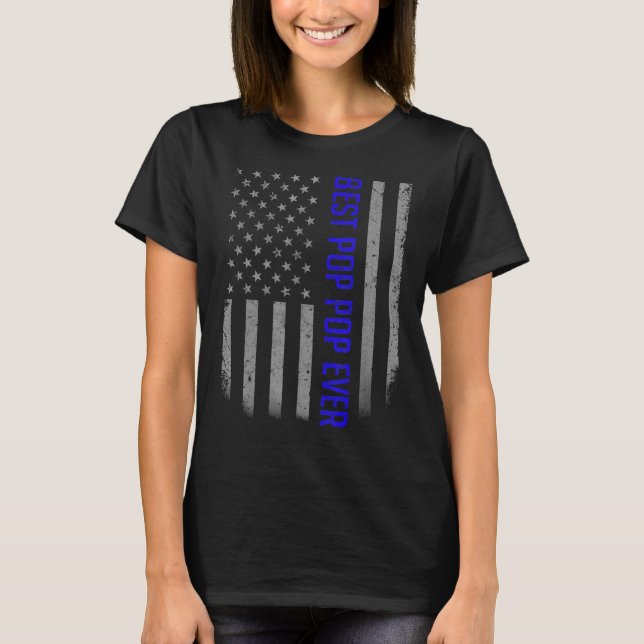 Mens Best Pop Pop je amerikanische Flagge für Vate T-Shirt (Vorderseite)